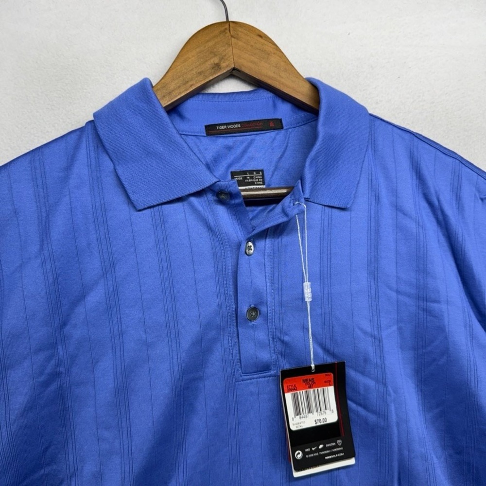 Vintage Nike Polo Shirt Men's Large Blue Tiger Woods Collection Fit Dry y2k NEW
